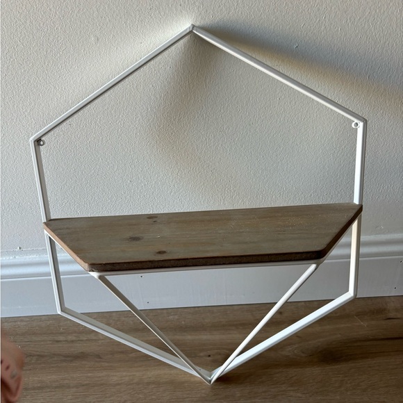 Other - White & Wood Hexagon Shelf